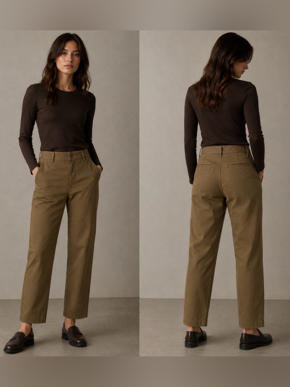 Sessun Olive Straight-Leg Chino Cropped Linen Pants